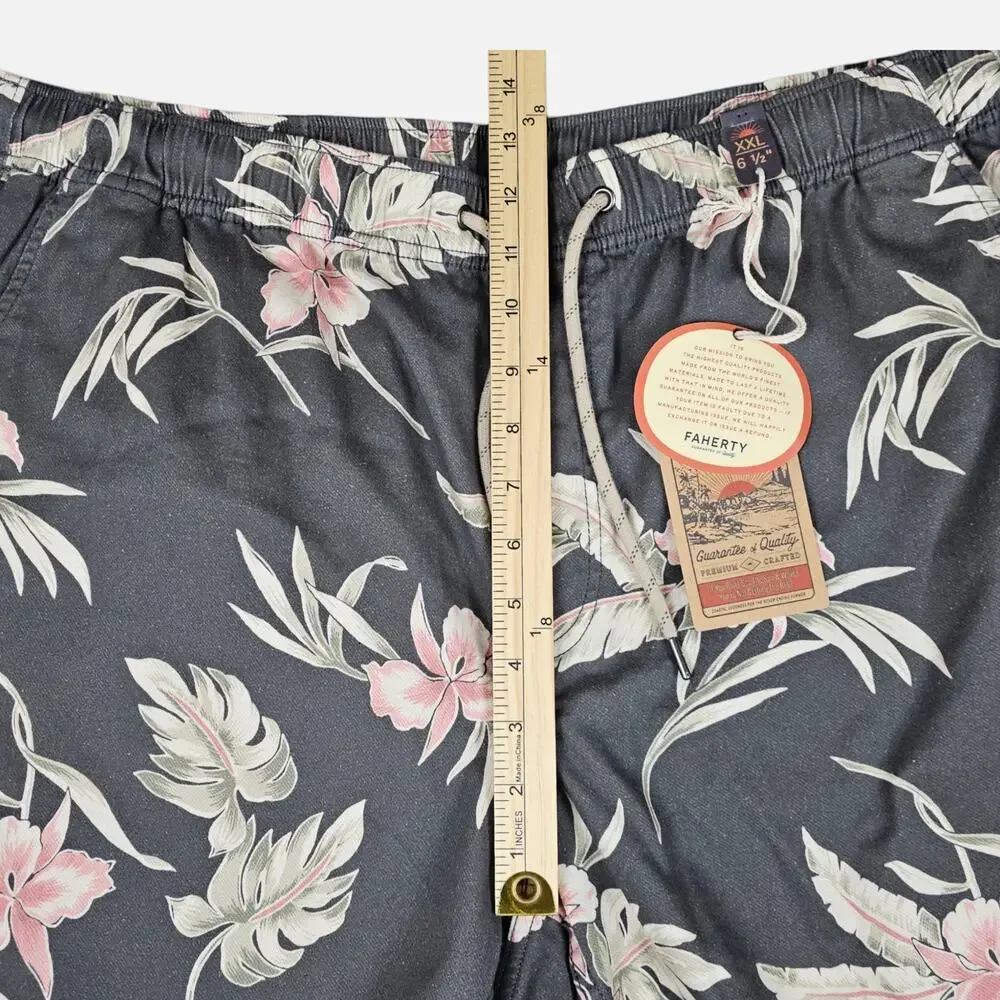 NWT Faherty Shorts Mens XXL Gray Essential Drawstring Lightweight Tropical